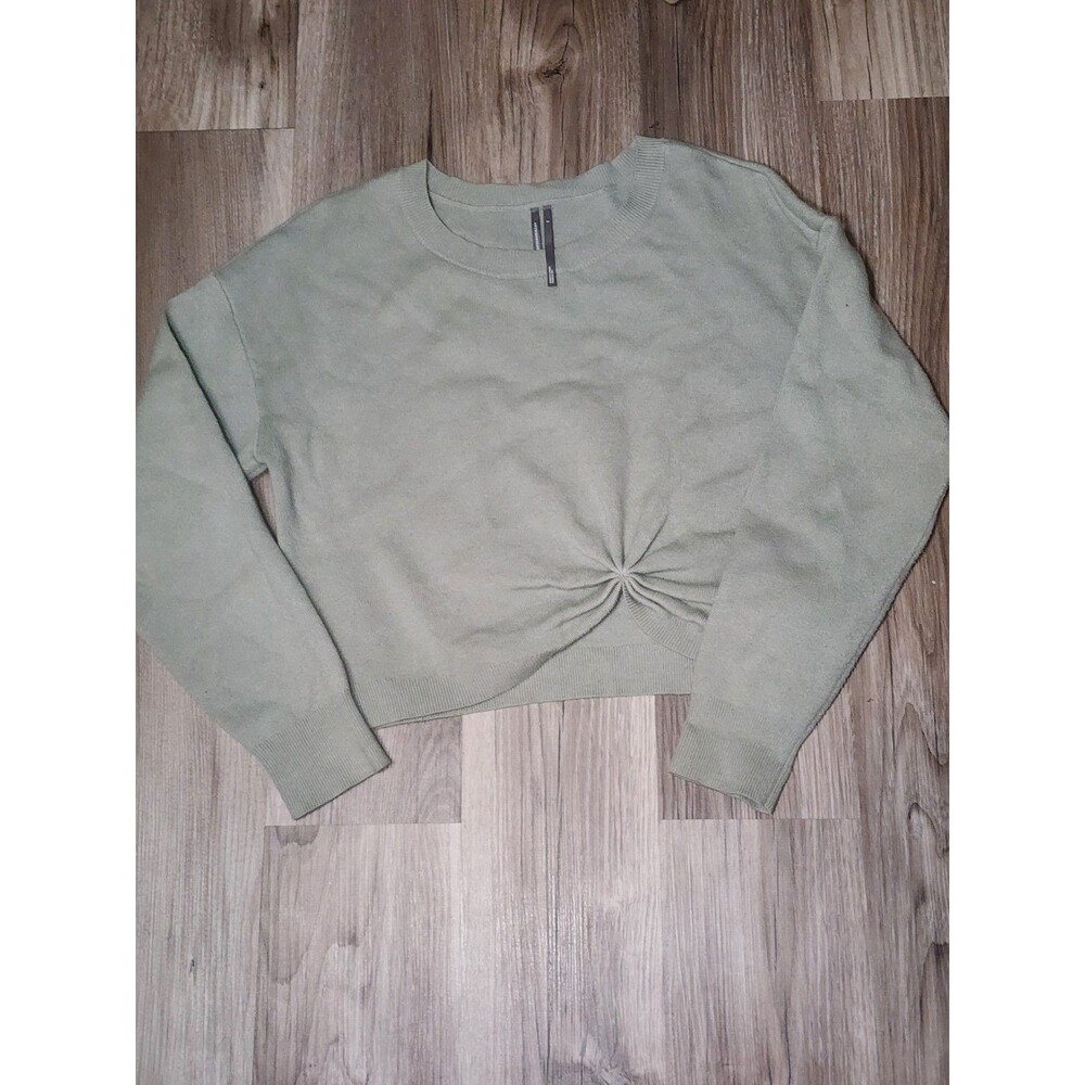 Anthropologie Gemini Twofer Sweater Women’s Small Sage Green Cropped Minimalist
